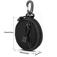 Mini porte-monnaie tactique rond MOLLE EDC, petite pochette utilitaire à double fermeture éclair avec mousqueton détachable pour clés, cartes et petits gadgets