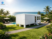 Conteneur maritime 40HQ, maison préfabriquée modulaire standard, bureau portable, villa, structure en acier au design moderne, pour la plage