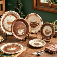 Assiettes en papier jetables personnalisées de 7/9 pouces, imprimées, compostables, découpées, pour la décoration de fêtes, vente en gros
