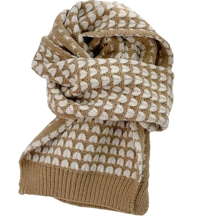 2021 nuovo Design elegante moda vendita calda tessuto bel cuore donna spessa Crochet caldo collo invernale cappello scialle scialle