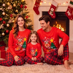Wholesale 2026 Green Parent-child Home Wear Hot Sale <strong>Christmas</strong> Family Loungewear Sleepwear <strong>Couple</strong> Pyj Set Soft <strong>Christmas</strong> Pajamas - Product Image 6
