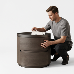 Mesita de Noche Moderna Minimalista de Lujo Ligero en Madera Maciza con 2 Cajones para Dormitorio de Hotel y Hogar, ¡Gran Venta! - Product Image 4