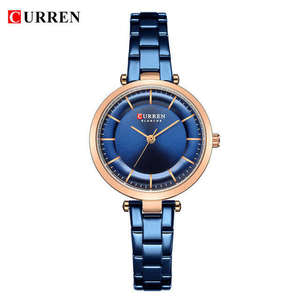 Montre-bracelet CURREN 9054 pour femme, simple, bleue, à quartz, bracelet en acier inoxydable, élégante, étanche, ovale, 16 mm, sportive, pour robe - Dames - Product Image 4