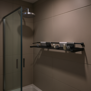 Étagère de douche en alliage d'aluminium noir 46,5 pouces, étagères murales pour salle de bain, design minimaliste à un seul niveau - Product Image 2