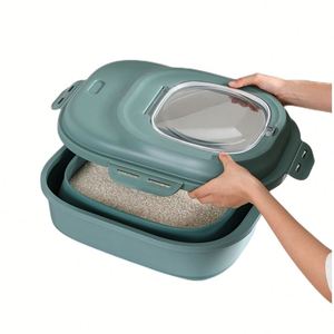 Dog Pet Cat Food Plastic Leakproof Sealable Storage Bin Kitchen <b>Flour</b> Dispenser Collapsible Cereal Rice Food Storage <b>Container</b> - Product Image 3