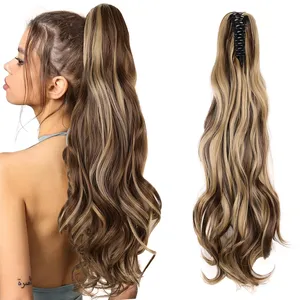 Extensiones de Cola de Caballo de Acero Inoxidable Sintético, 22 Pulgadas de Largo, Onduladas, con Clip, Duraderas y Reutilizables para Mujeres y Niñas - Product Image 1
