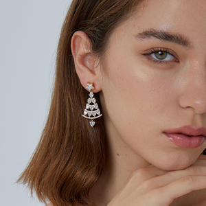 5A unisexe à la mode cuivre laiton arbre de noël boucles d'oreilles plaqué or à la mode Zircon bijoux cadeau - Product Image 5