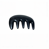 Masseur de tête Gua Sha en pierre de Bian noire naturelle, peigne de raclage à commande manuelle, outil de spa