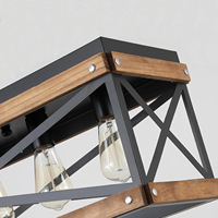 Lustre linéaire rustique en bois et métal avec chaîne réglable pour salle à manger et cuisine