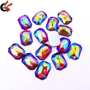 Pierre en résine octogonale rouge AB orange 18*25mm à dos plat, personnalisée, pour costumes de carnaval 2026 et vêtements de carnaval - Product Image 1