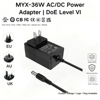 Adaptateur secteur MYIXI 20v 1.5a, adaptateur secteur 15v 2.3a 12v 3a Mp 36w, adaptateur secteur AC/DC 12v 2.5a, prise secteur murale pour les États-Unis, l'UE et le Royaume-Uni