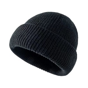 Bonnet tricoté 100% acrylique, chapeau chaud d'hiver sans bord, brodé en forme de melon, pour hommes et femmes - Product Image 2