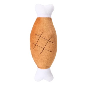 Juguete de peluche interactivo para cachorros con diseño de pierna de pollo, suave, chirriante, para aliviar el aburrimiento y la dentición. - Product Image 5