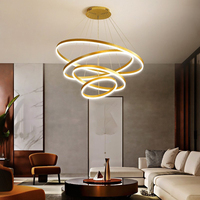 Lustre moderne en acrylique noir et or, design nordique, cercle décoratif, luminaire suspendu LED moderne pour salon, bar, chambre à coucher