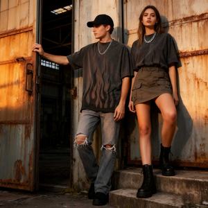 Camiseta Unisex de Algodón 100% con Estampado Gráfico Vintage Lavado y Desgastado, Estilo Oversize con Hombros Caídos y Corte Boxy Cropped - ¡Gran Venta! - Product Image 1