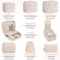 Ensemble de 8 sacs de rangement cosmétiques ultra-légers en polyester, extensibles, pour les voyages