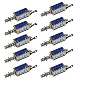 Solénoïde micro DC JF-0530B 12VDC, course de 10 mm, type push-pull, électrovanne avec ressort - Product Image 1