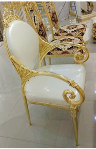 Sedie da banchetto nuziali in alluminio bianco oro stile barocco italiano OE-FASHION, utilizzabili anche come sedie da tempo libero per ristoranti e salotti. - Product Image 5