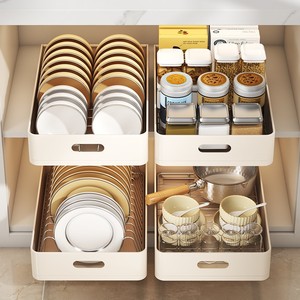En gros, Panier de rangement coulissant fixe pour armoire, avec film adhésif, pour tiroirs de cuisine, salon et garde-manger - Product Image 4