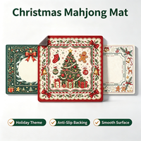 Tapis de Mahjong à Motifs de Noël 80*80 cm, Tapis de Jeu Carré Personnalisé, Tapis de Table de Mahjong Américain Imprimé pour Soirées de Fêtes et Nuits de Jeu