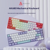Clavier de jeu mécanique programmable Ajazz AK680, filaire, rétroéclairage LED, hot-swap, petite taille, 68 touches, sans repose-poignets