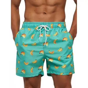 一款定制升华低价经典合身印花涤纶游泳衣，适用于青少年新款沙滩短裤