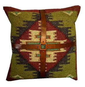 Premium Wool Jute Cushion with Leather Belt Decorative <b>Throw</b> Pillow <b>for</b> Living Room Interior Styling and Furnishing - Product Image 4