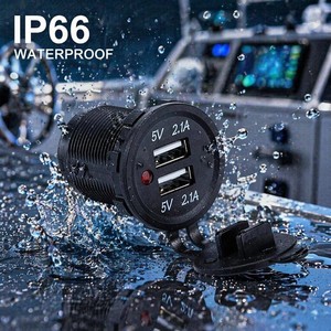 4.2A Double USB Panel Mount 12V 5V 1A 2.1A Prise de courant étanche marine électrique Dual Twin USB Chargeur de voiture pour téléphone portable - Product Image 1