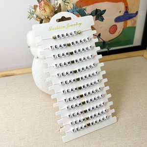 Bracciale da <span class=keywords><strong>damigella</strong></span> d'onore personalizzato da sposa Set 12 pezzi bracciale da festa regolabile con ciondolo a forma di lettera a cuore per donna ragazza - Product Image 2