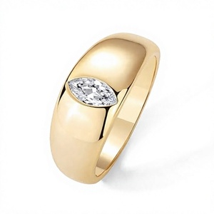 Bague statement PAVOI en or 14 carats plaqué or, dôme épais, pour femme, avec zircon cubique marquise, verre, or jaune, empilable, large (taille 8) - Product Image 4