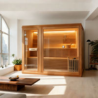 Sauna intérieur traditionnel en bois de pruche pour 4 personnes avec doubles bancs