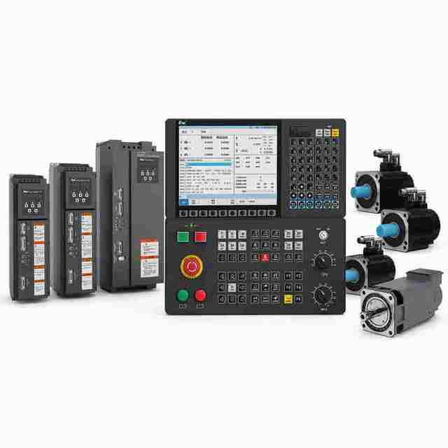 Full Digital Bus-type HNC-808DiM Milling Controller System Package: CNC Panel + 3sets Servo Motors+ 1set Spindle  with PLC-IO