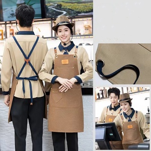 YH23-1957 Gorra Ajustable de Moda con Etiqueta de Cuero, Lona Gruesa Lavada, Multicolor, para Cuatro Estaciones, para Chef, Barbería, Tienda de Té con Leche, Camarero - Product Image 4