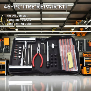 Kit de réparation de pneus de vélo automobile de 46 pièces ensemble d'outils de cloutage de véhicule pour <span class=keywords><strong>garage</strong></span> accessoires de <span class=keywords><strong>voiture</strong></span> outil de réparation de bouchon de crevaison pour voitures vélos - Product Image 2