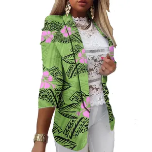 New Fashion Leisure Women Coats and Blazer Formal Hawaii Floral Ladies Beach Suit Jackets Polynesian Summer Blazer for Women