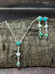 Ensemble collier et boucles d'oreilles en argent sterling fait main avec un beau buffle blanc - Product Image 3