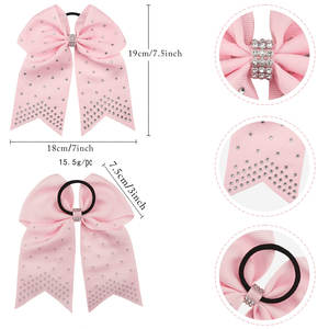 โบว์ใหญ่7 "ที่ผูกผมแบบยืดหยุ่นสำหรับเด็กผู้หญิงริบบิ้นผูกโบว์ประดับเพชรกับยางรัดผมเครื่องประดับผมเด็ก - Product Image 6