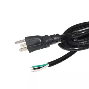 Professional Manufacturer Copper Material Black Customized Length 3pin Power Cord