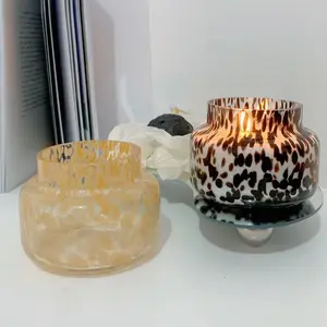 Pot à bougie en verre coloré personnalisé de luxe taches léopard