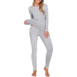 Thermal Underwear For Women Long Johns Fleece Lined <b>Base</b> <b>Layer</b> Pajama Set Cold Weather Top Bottom Winter Clothing - Product Image 1