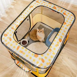 Portable Foldable <b>Cat</b> Playpen Pet Exercise <b>Kennel</b> Indoor <b>Outdoor</b> Pet Gate with Mesh Panels Carrying Handle - Product Image 1