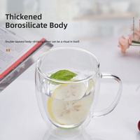Mug en verre borosilicate à double paroi minimaliste avec poignée, isolé, plusieurs capacités, tasse à café transparente