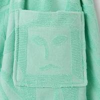 Peignoir court pour femme en tissu éponge jacquard 100% coton, col châle, style kimono, avec poches, pour hôtel, plage, piscine, complexe hôtelier