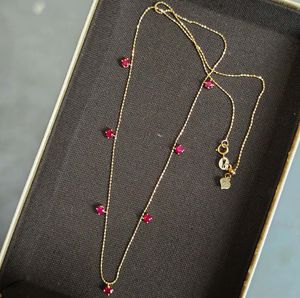 Collier en or 18 carats Xinfly avec rubis, design étoile unique, chaîne à maillons, pour cadeau de fiançailles, vente chaude, bijoux de style vintage - Product Image 1