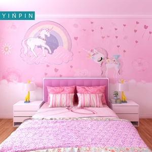 Papel Tapiz 3D Impermeable con Unicornios Rosas para Niñas, Decoración del Hogar - Product Image 2