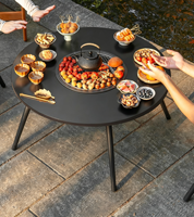 Table d'extérieur pour la préparation du thé et la cuisson au barbecue, ensemble avec table polyvalente et table de barbecue