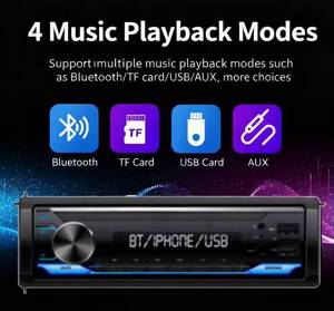 เครื่องเล่น MP3 แบบถอดได้ 1 Din Stereo พร้อมเครื่องส่งสัญญาณ FM BT 5.0 พอร์ต USB 2 ช่อง หน้าจอ LCD ขนาดใหญ่ ระยะ 10 เมตร เครื่องขยายเสียงในรถยนต์ - Product Image 4