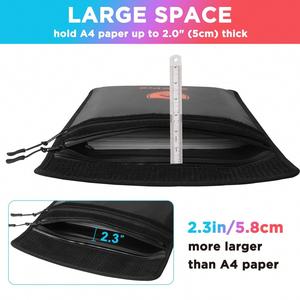 CUSTOM Upgraded Fireproof Multi-Layer Storage <b>Bag</b> Black Insulated Zippered <b>Document</b> <b>Bag</b> - Product Image 3