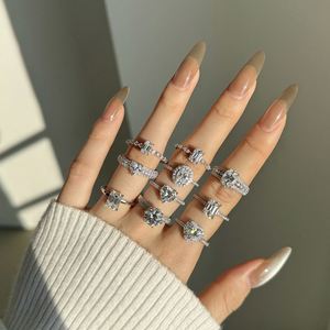 Dylam Infinity Love High Jewelry 925 <b>Silver</b> 6*8mm 2.0ct <b>Emerald</b> Cut Moissanite Stone Diamond Women Wedding Promise Bridal <b>Ring</b> - Product Image 4