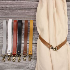 Cheap PU Leather Curtain <b>Tiebacks</b> Classic No-Drilling Ties Rope Leather Curtain Buckle Holdbacks for Home Office Living Room - Product Image 1